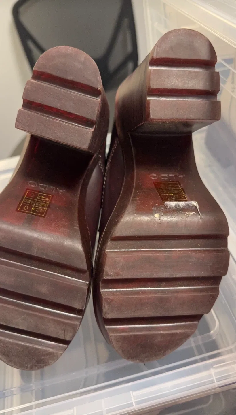 Aldo Burgundy Heeled Boots image indicator(2)