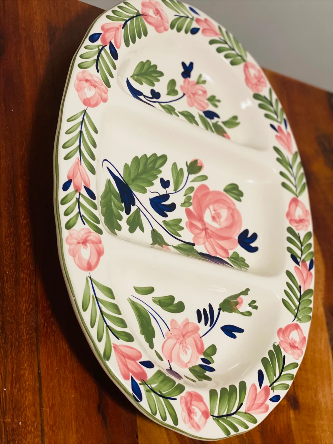 Florence Collection Floral 3 Sectional Serving Platter