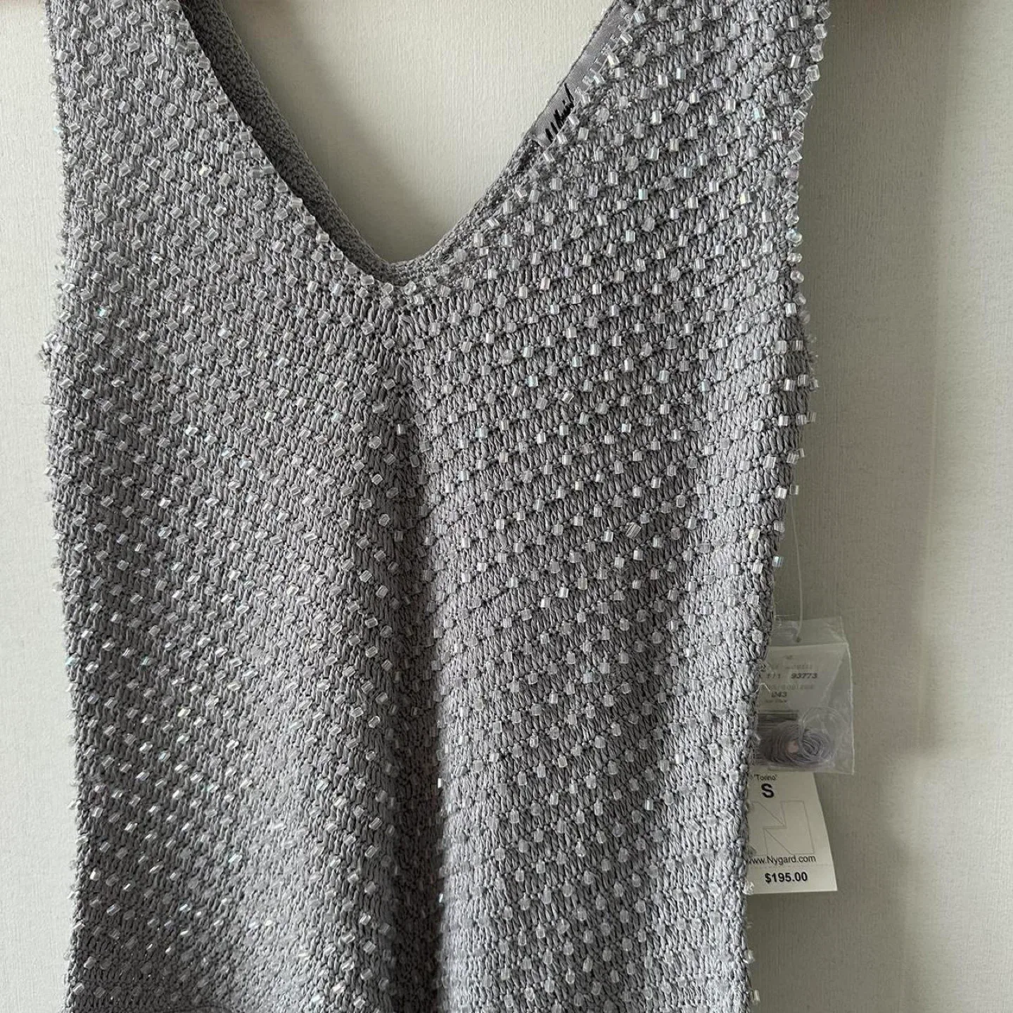 Vintage grey beaded knit tank top image indicator(2)