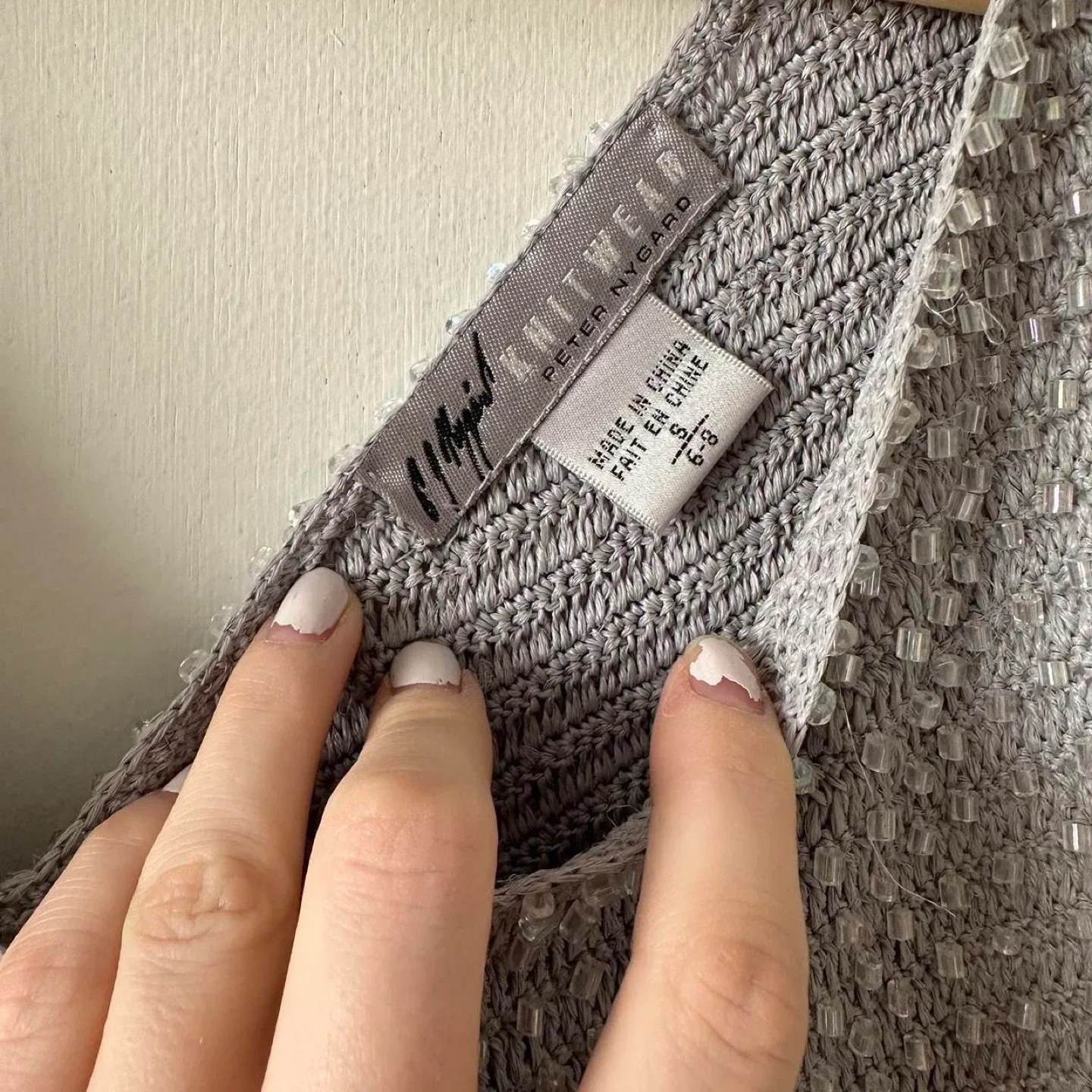 Vintage grey beaded knit tank top image indicator(8)