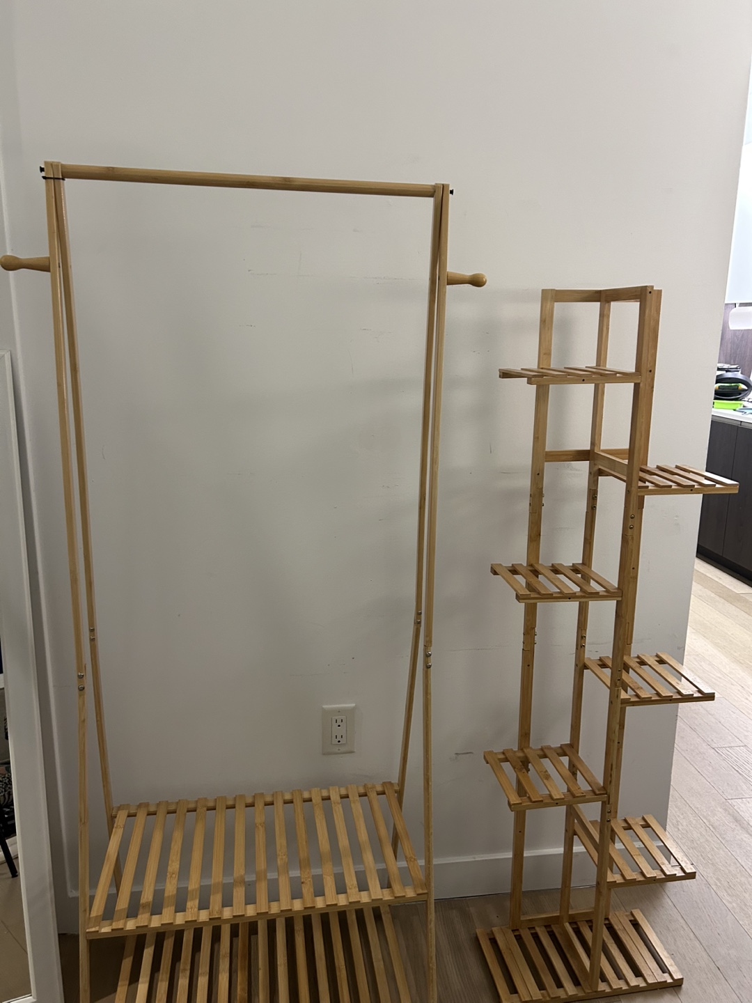 Bamboo Plant Stand / Clothing Rack with Shelves - photo 3