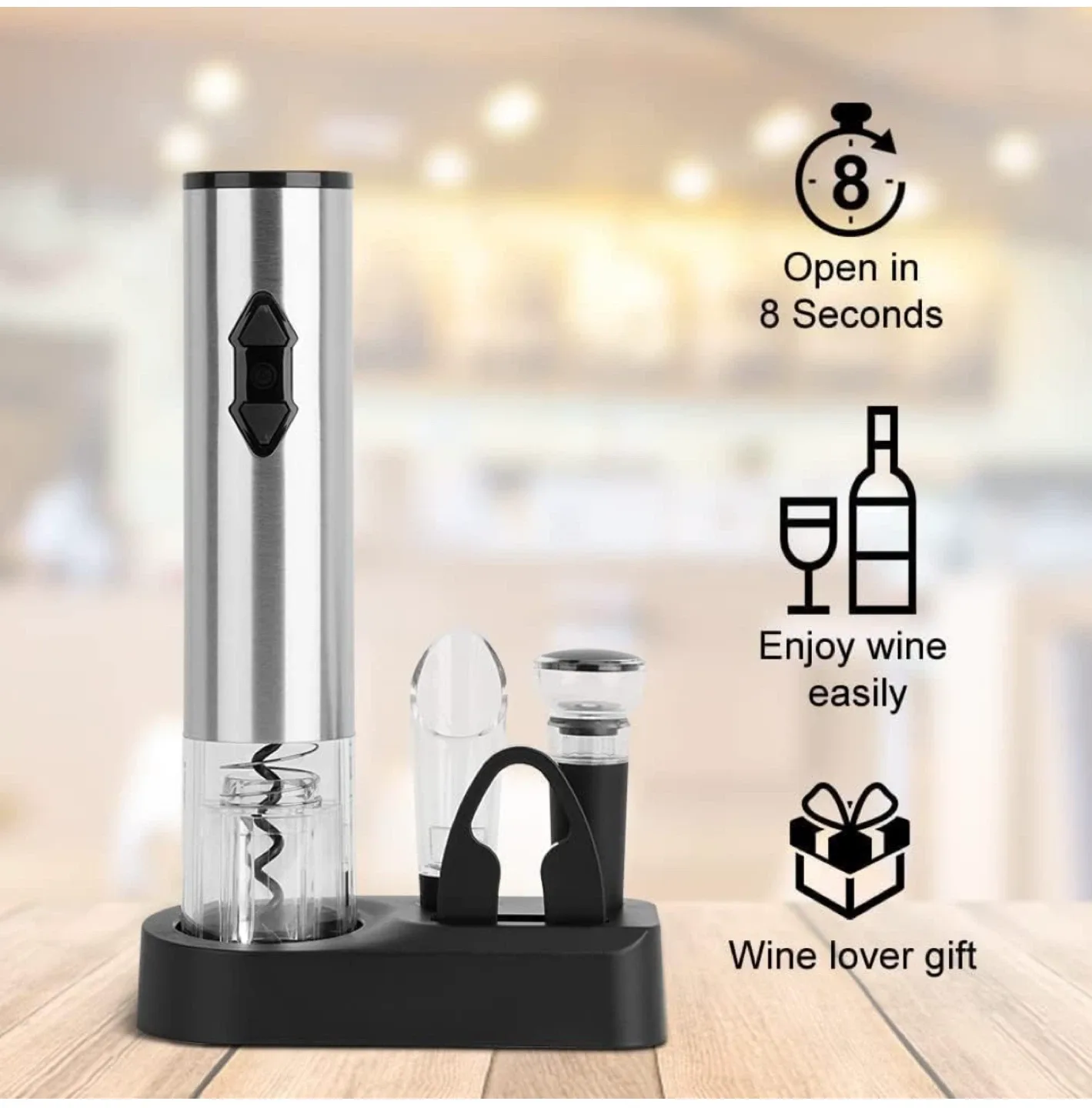 CIRCLE JOY Battery Operated Wine Opener | Gift Idea image indicator(4)