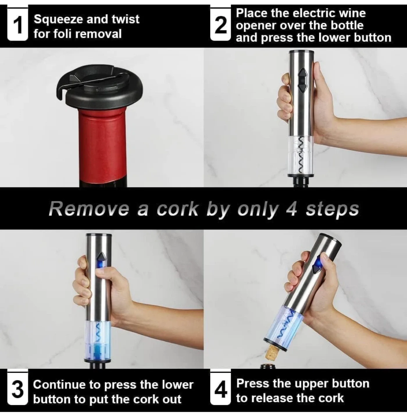 CIRCLE JOY Battery Operated Wine Opener | Gift Idea image indicator(5)