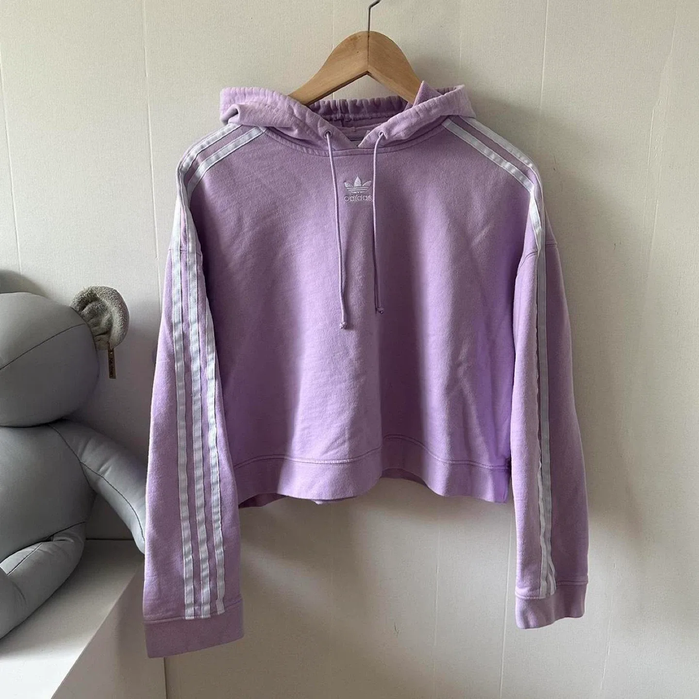 Lilac Adidas Originals cropped hoodie