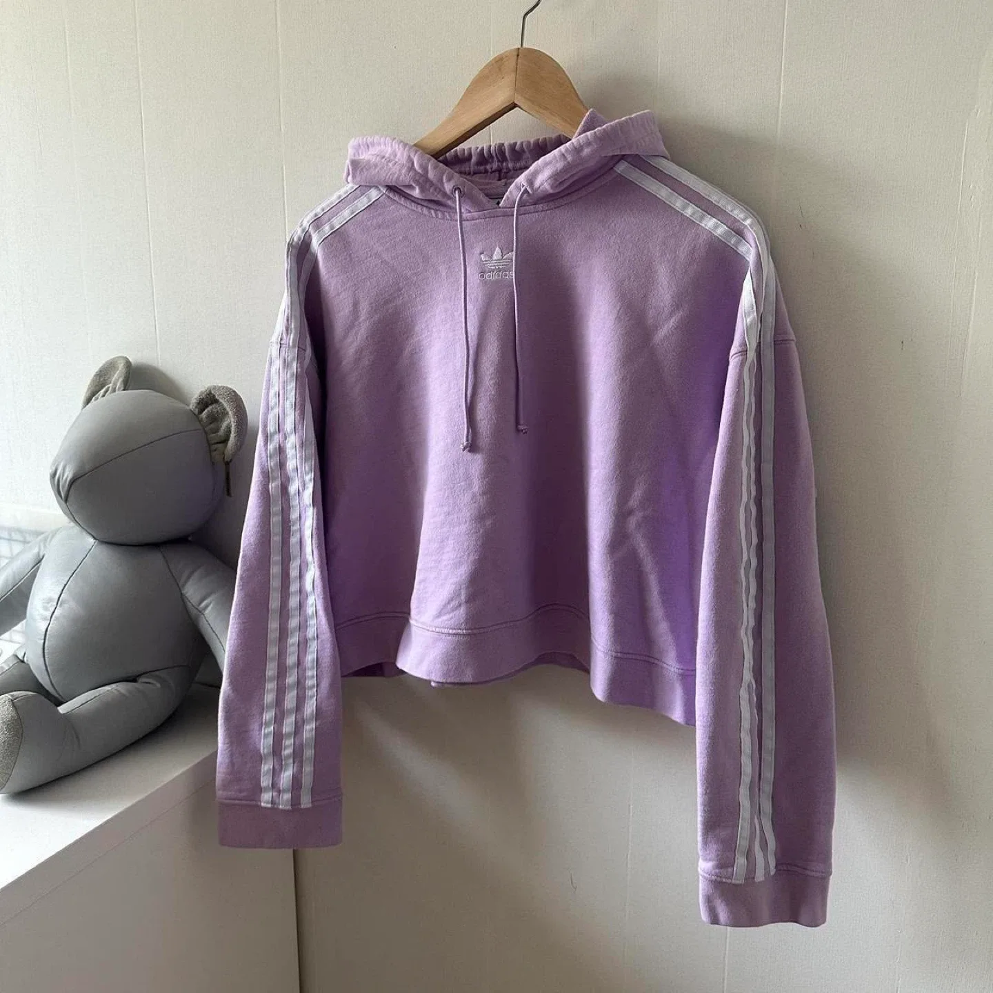 Lilac Adidas Originals cropped hoodie image indicator(2)