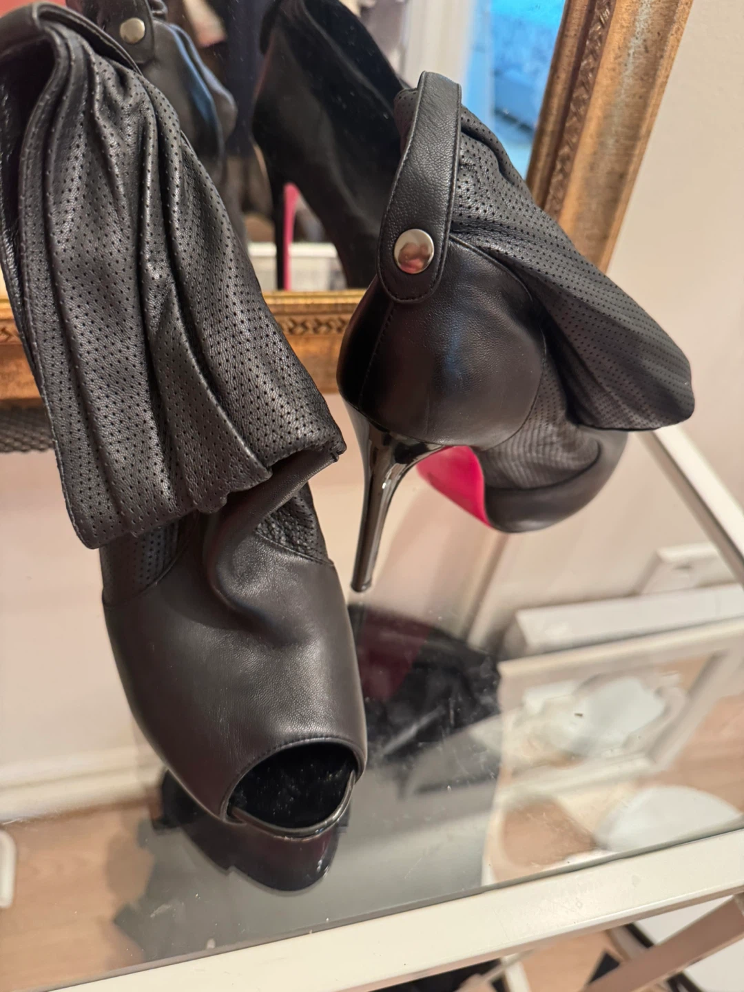 Black Peep-Toe Ankle Boots - photo 2