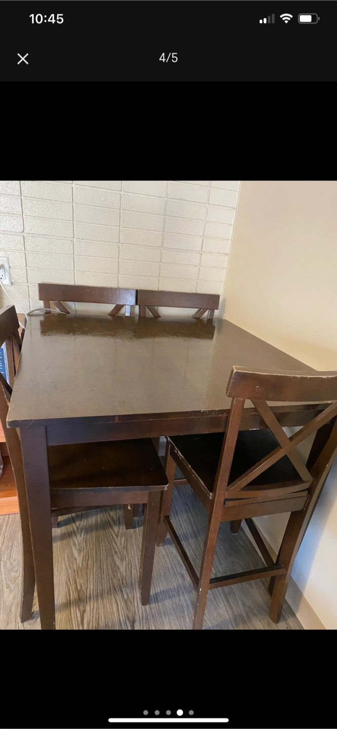 Dark Wood Dining Table with 4 Chairs