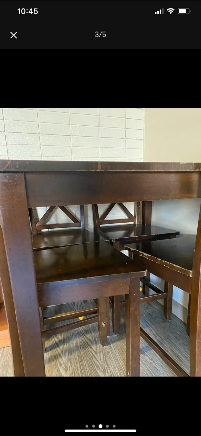 Dark Wood Dining Table with 4 Chairs - photo 3