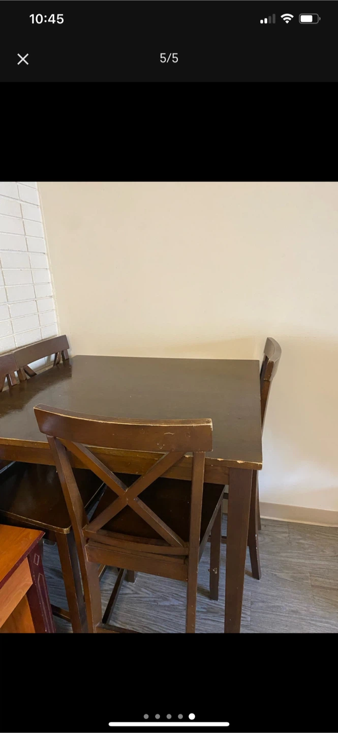Dark Wood Dining Table with 4 Chairs - photo 2