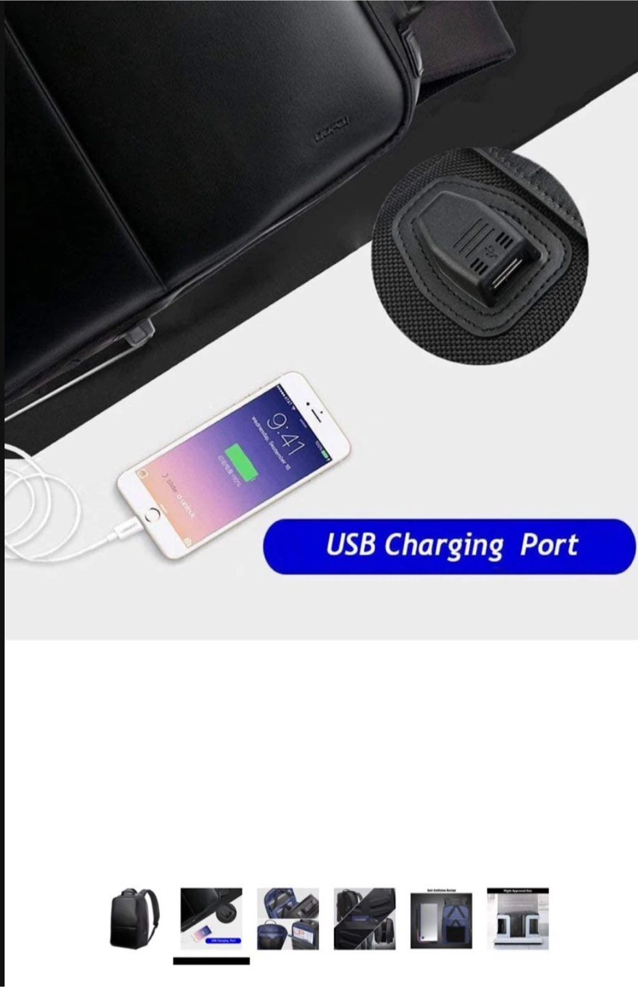 INICAD Black Backpack with USB Charging Port - photo 4