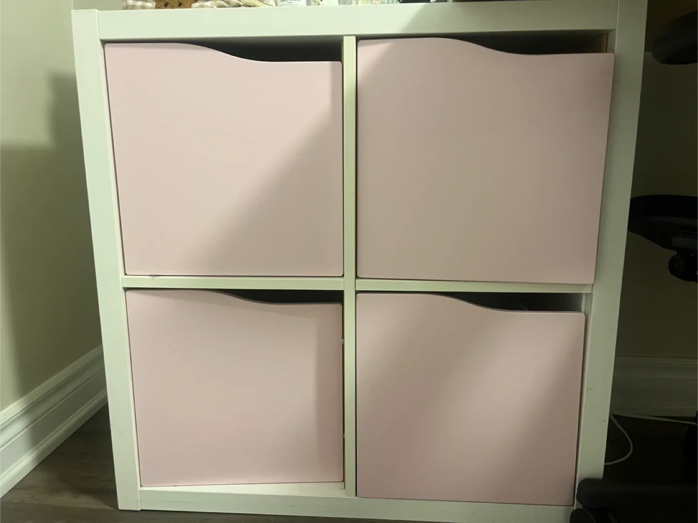 IKEA Kallax Shelf Unit with Pink Inserts thumbnail