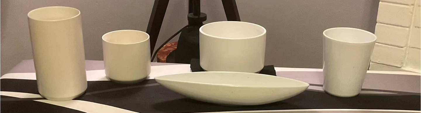 White Ceramic Vases and Bowl thumbnail