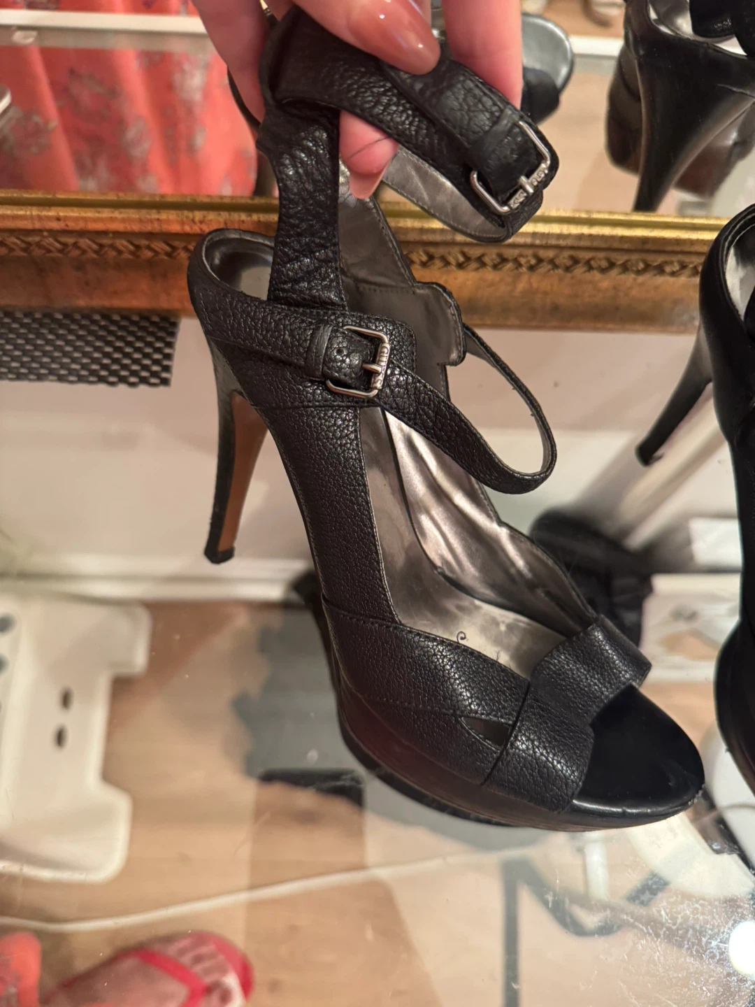 Guess Black  Leather High Heel Sandals - photo 2