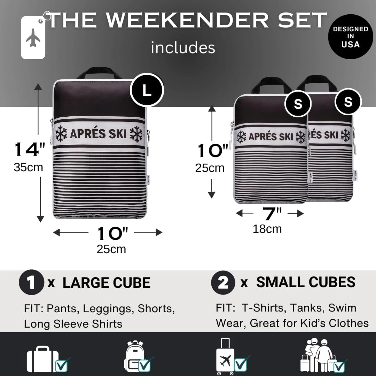Apres Ski 3-Piece Packing Cube Set - Luggage Organizer - photo 2