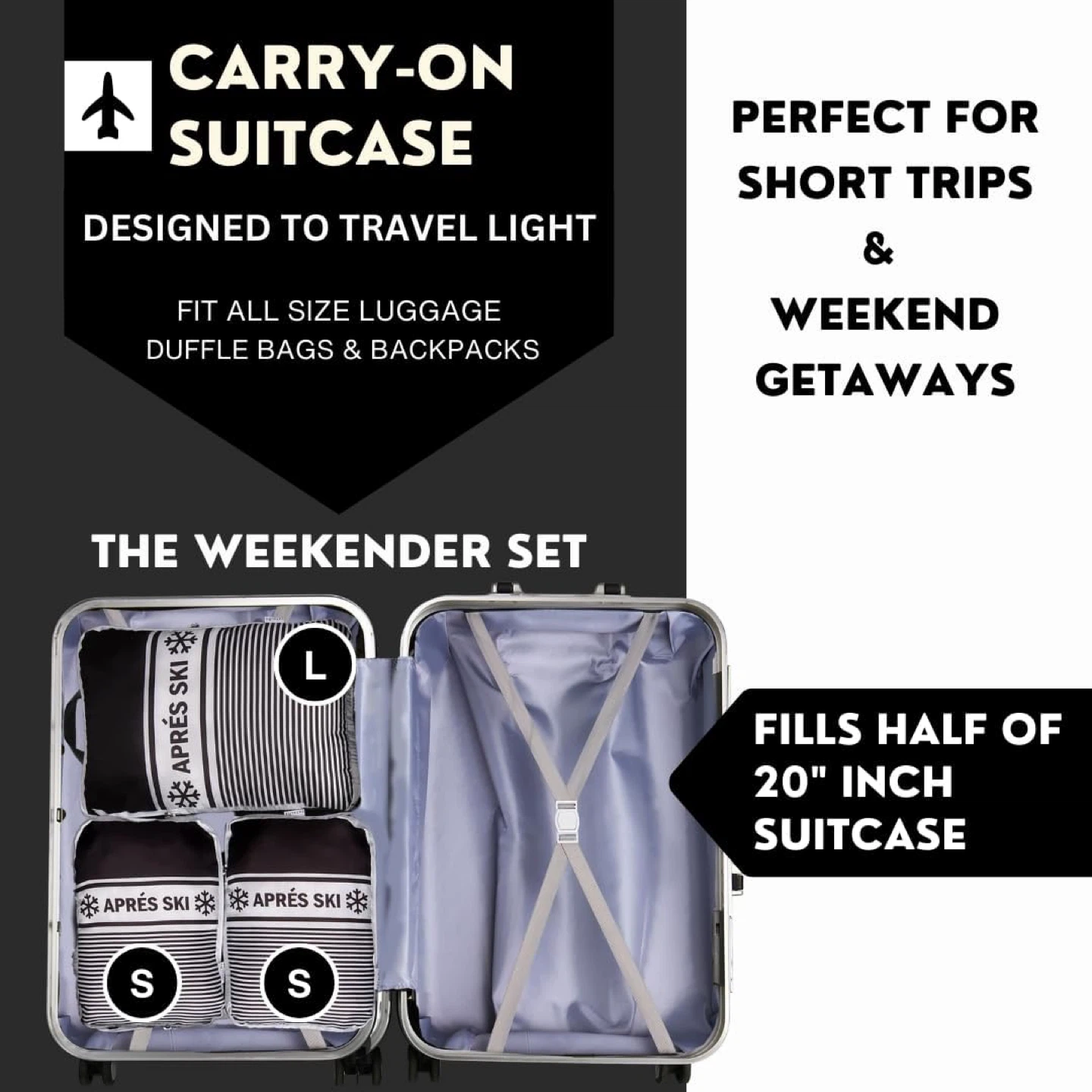 Apres Ski 3-Piece Packing Cube Set - Luggage Organizer - photo 3