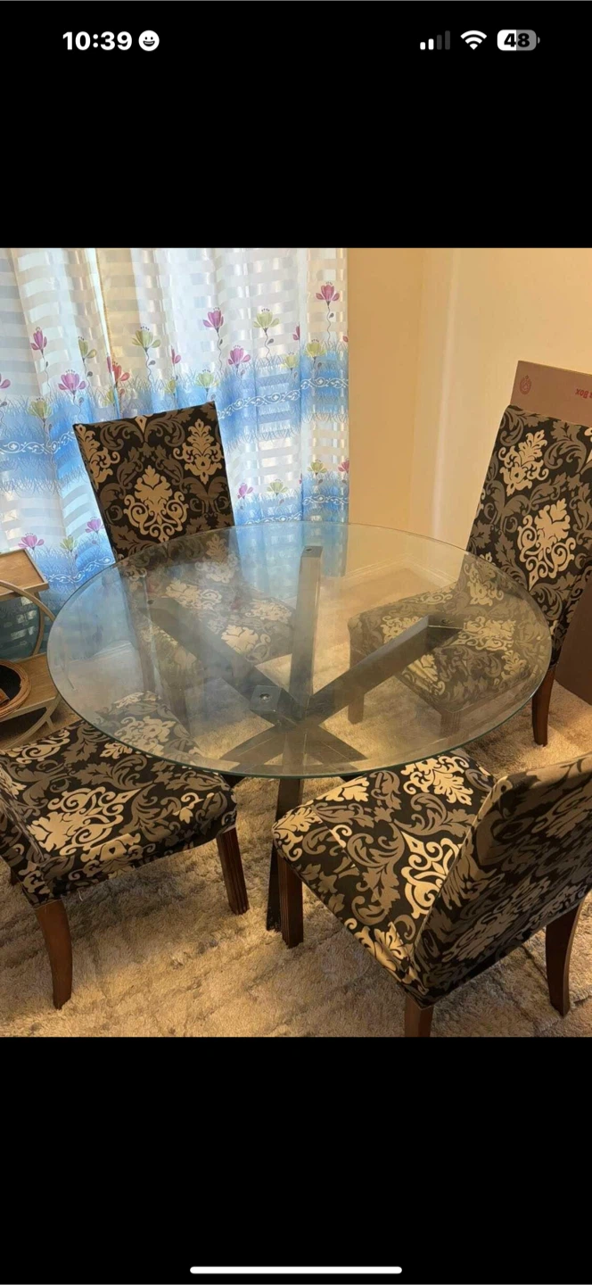 Glass Dining Table with 4 Chairs