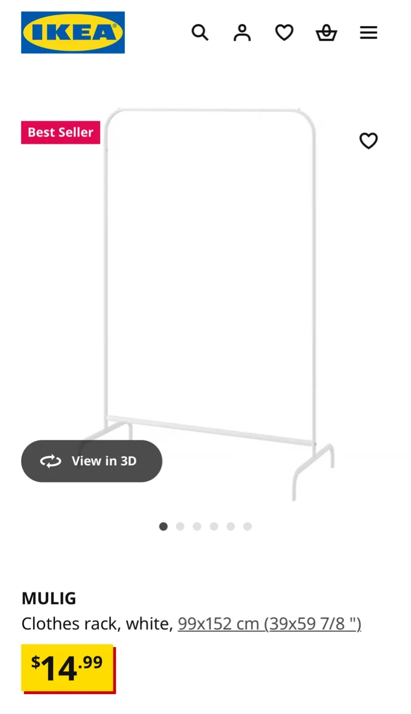 IKEA MULIG Clothes Rack - White thumbnail