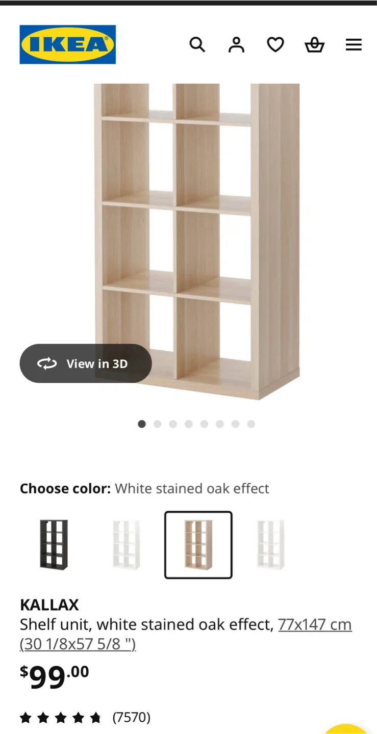 IKEA Kallax Shelf Unit - White Stained Oak Effect image indicator(2)