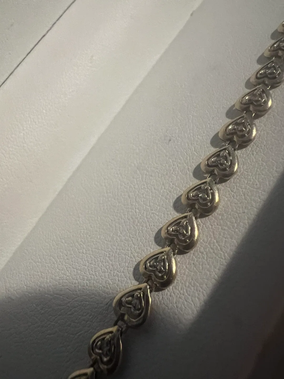 10K Gold Heart Link Bracelet with diamonds thumbnail