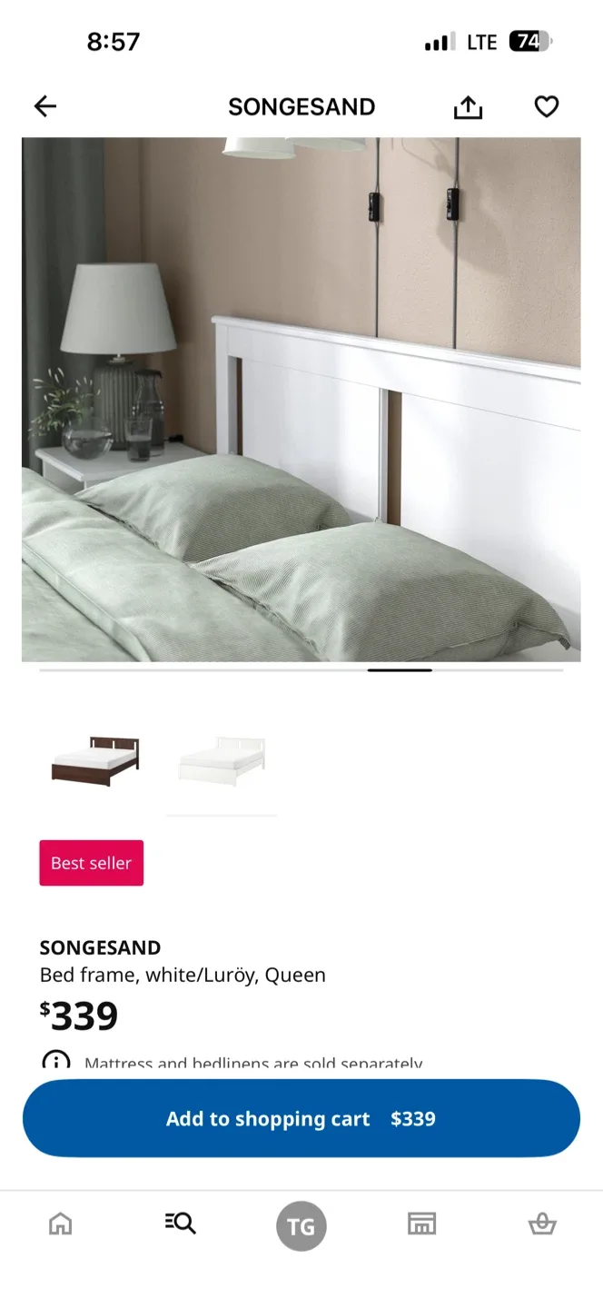 IKEA Songesand Queen Bed Frame - White image indicator(3)