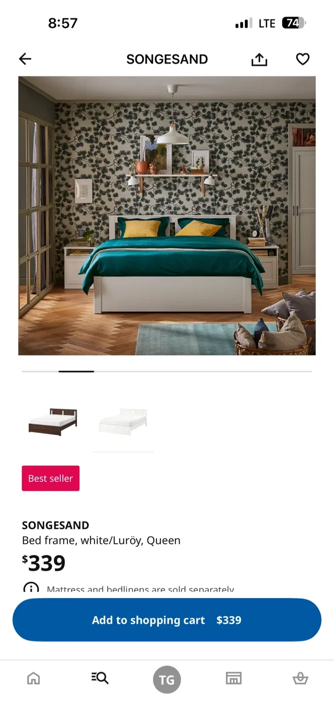 IKEA Songesand Queen Bed Frame - White image indicator(2)