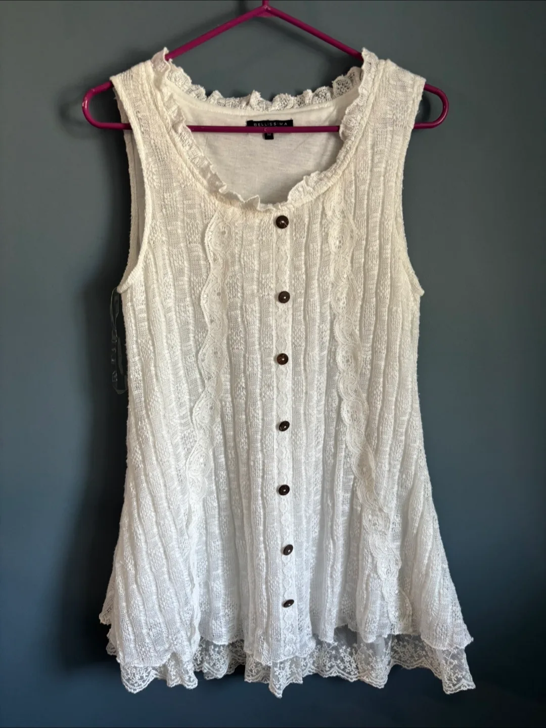 Bellissima White Lace Tank Top - Size M thumbnail