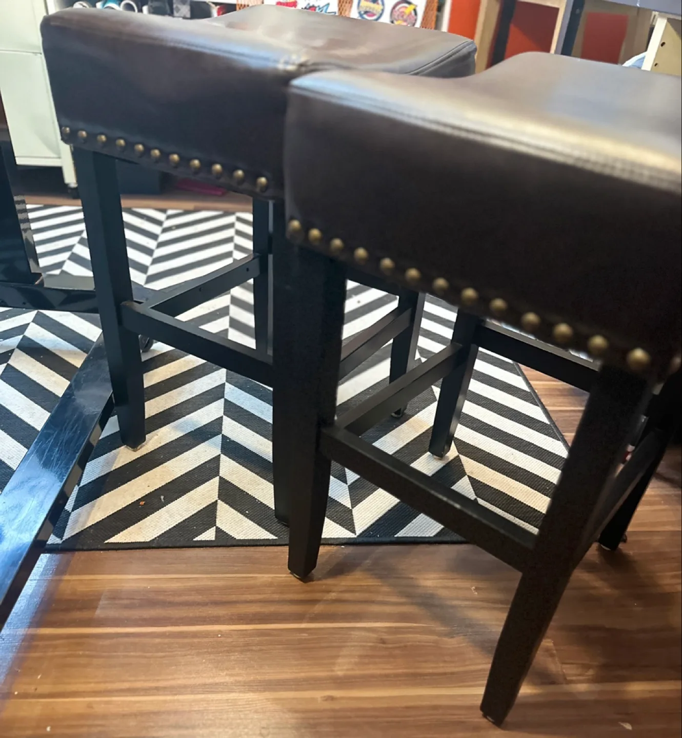 Brown Leather counter Stools - Set of 2 image indicator(2)