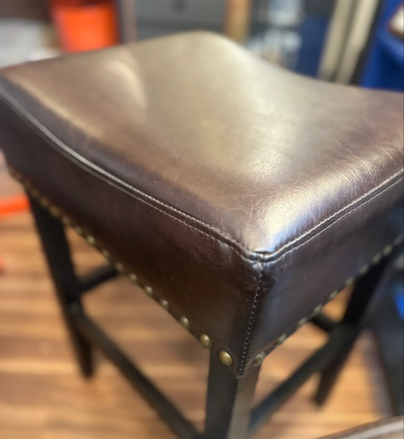 Brown Leather counter Stools - Set of 2 image indicator(8)