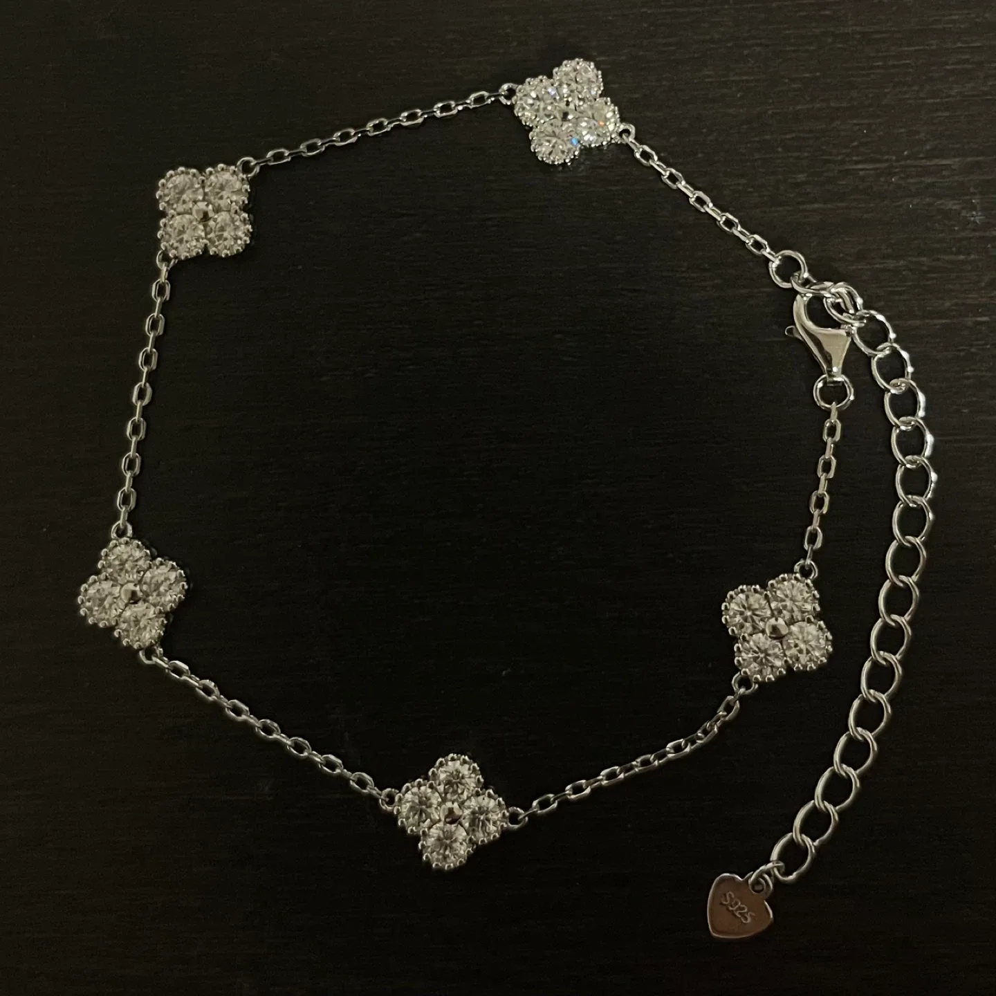 Alhambra Sterling Silver Moissanite Clover Motif Bracelet thumbnail
