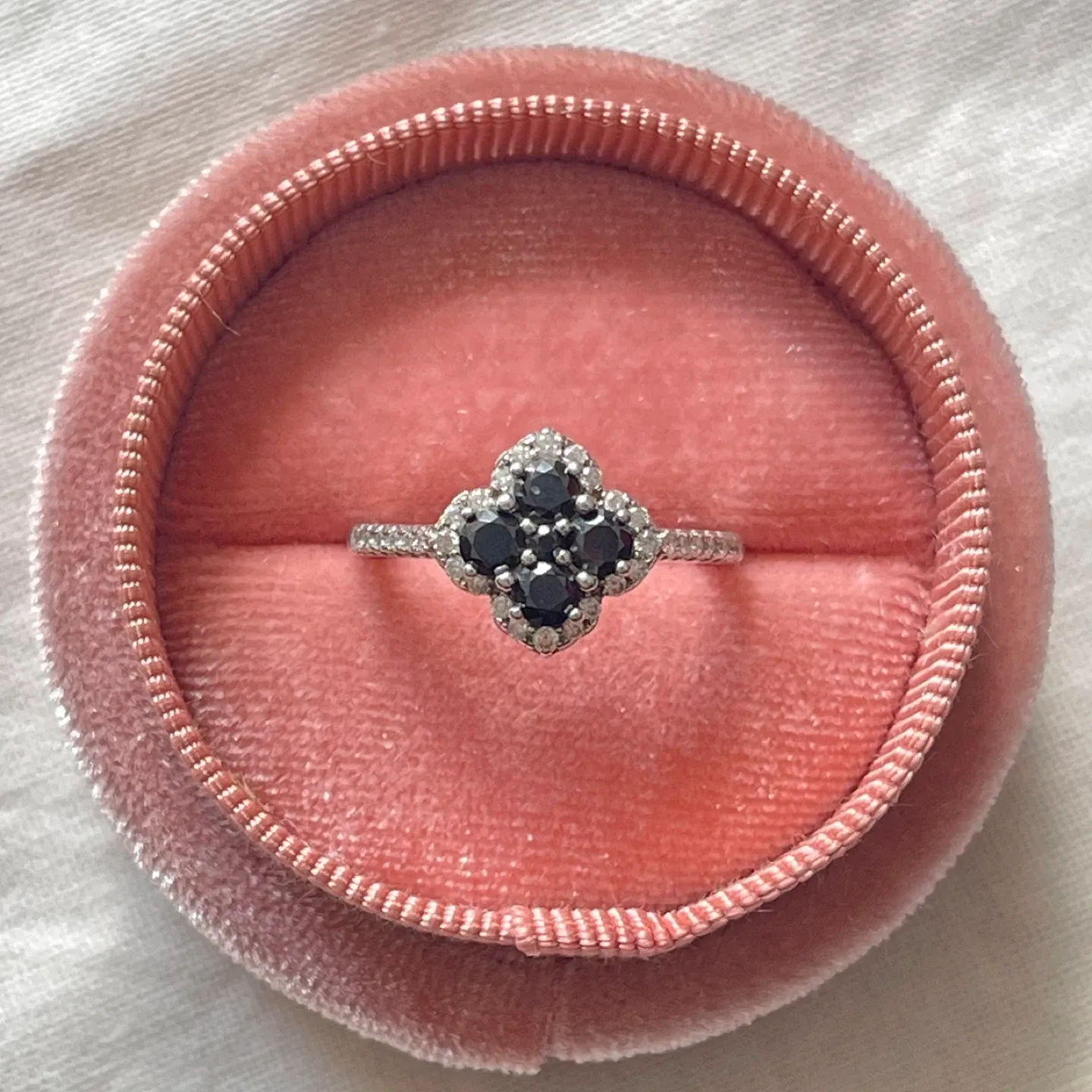 Black Diamond Moissanite Clover Pavé Set Ring image indicator(4)