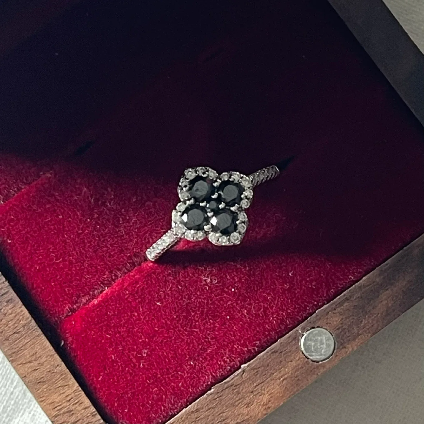 Black Diamond Moissanite Clover Pavé Set Ring image indicator(2)