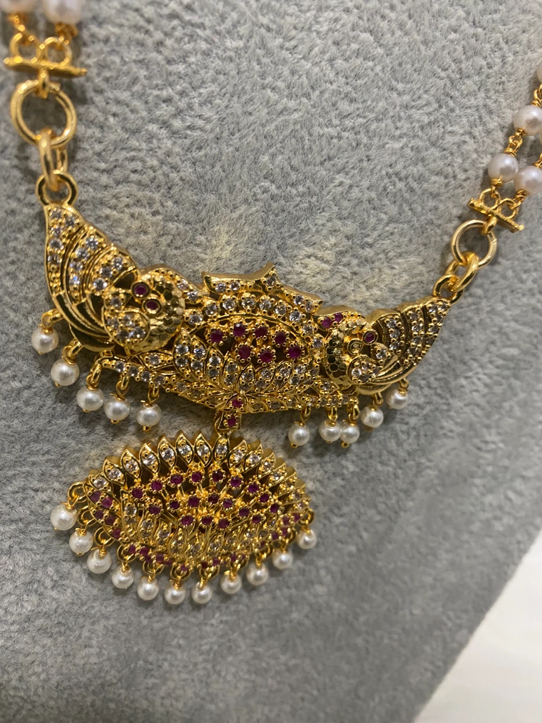 Gold-toned Necklace with Pearl Accents