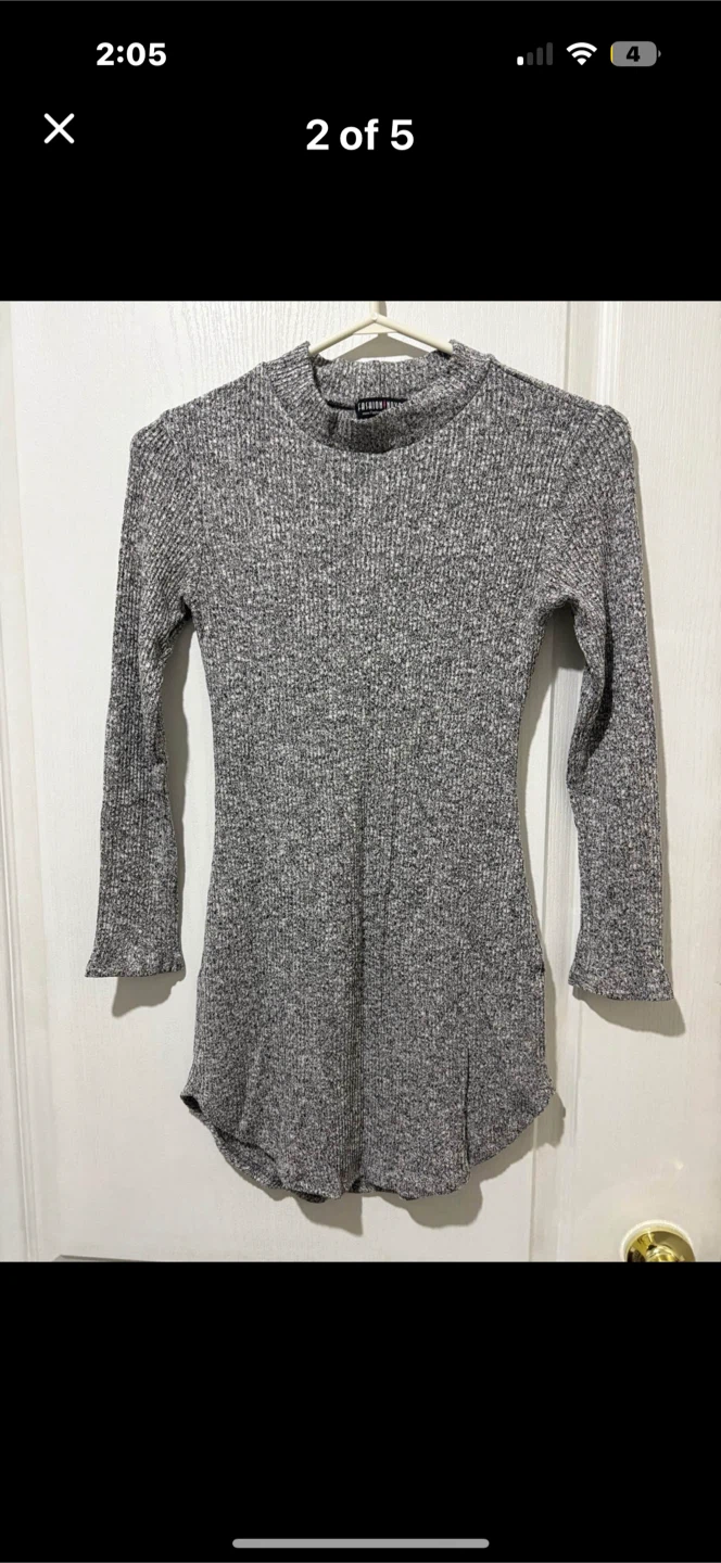 Fashion Nova Grey Long Sleeve Dress