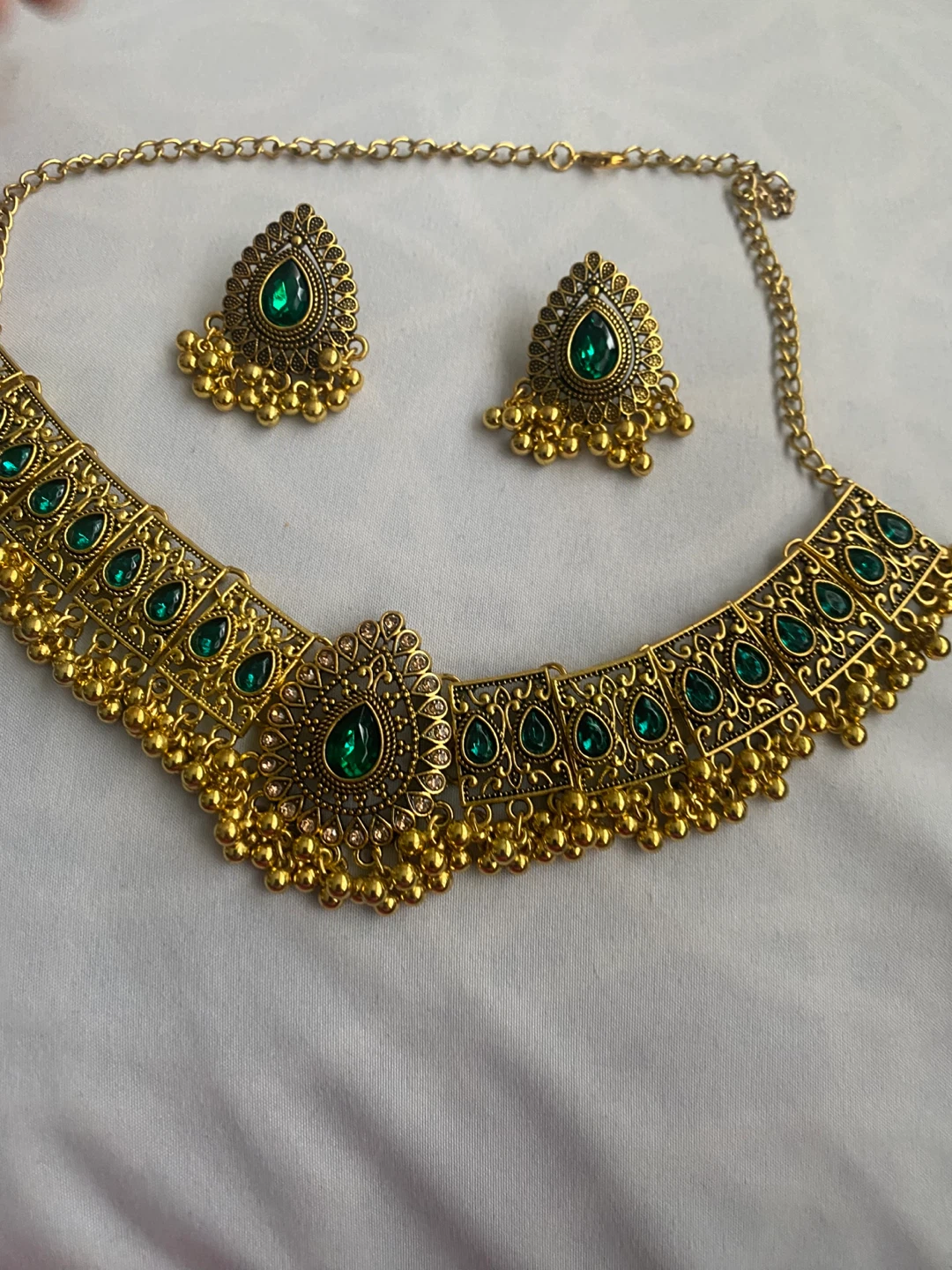 Necklace and Earring Set - Gold and Green - photo 5