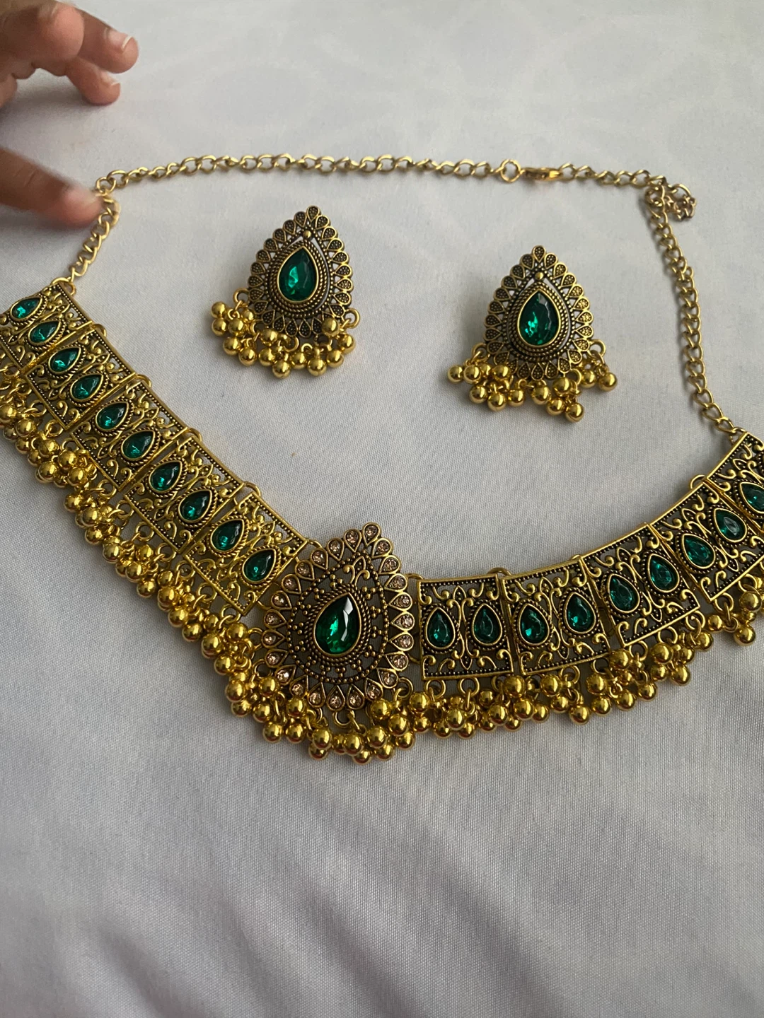 Necklace and Earring Set - Gold and Green - photo 4