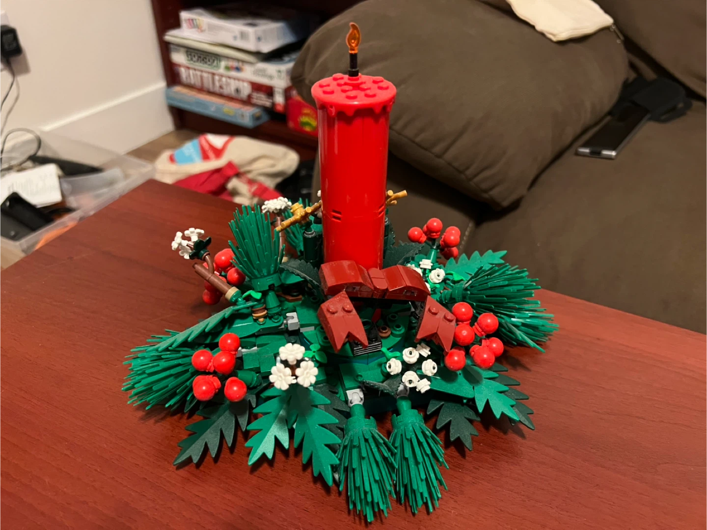 Assembled LEGO Icons Christmas Wreath