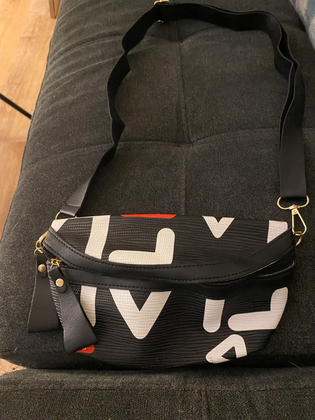 Black & White Patterned Crossbody Bag thumbnail
