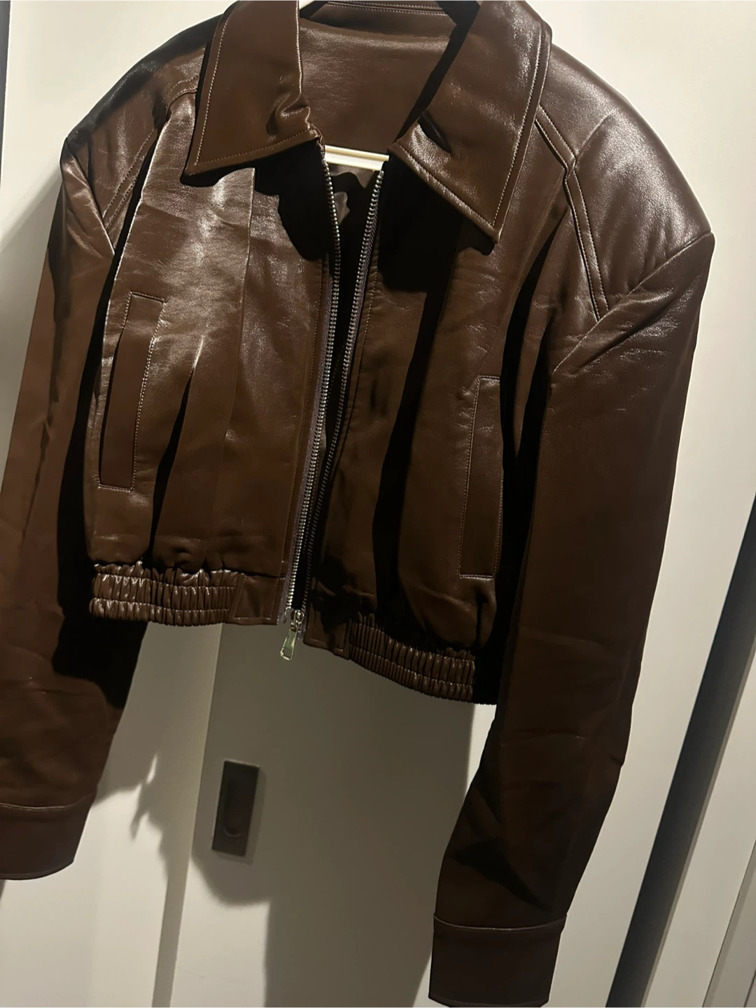 Brown Leather Cropped Jacket - photo 3