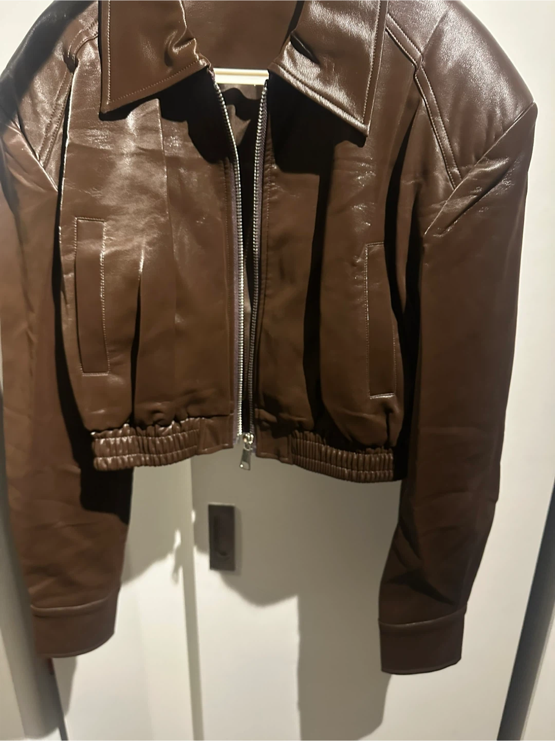Brown Leather Cropped Jacket - photo 2