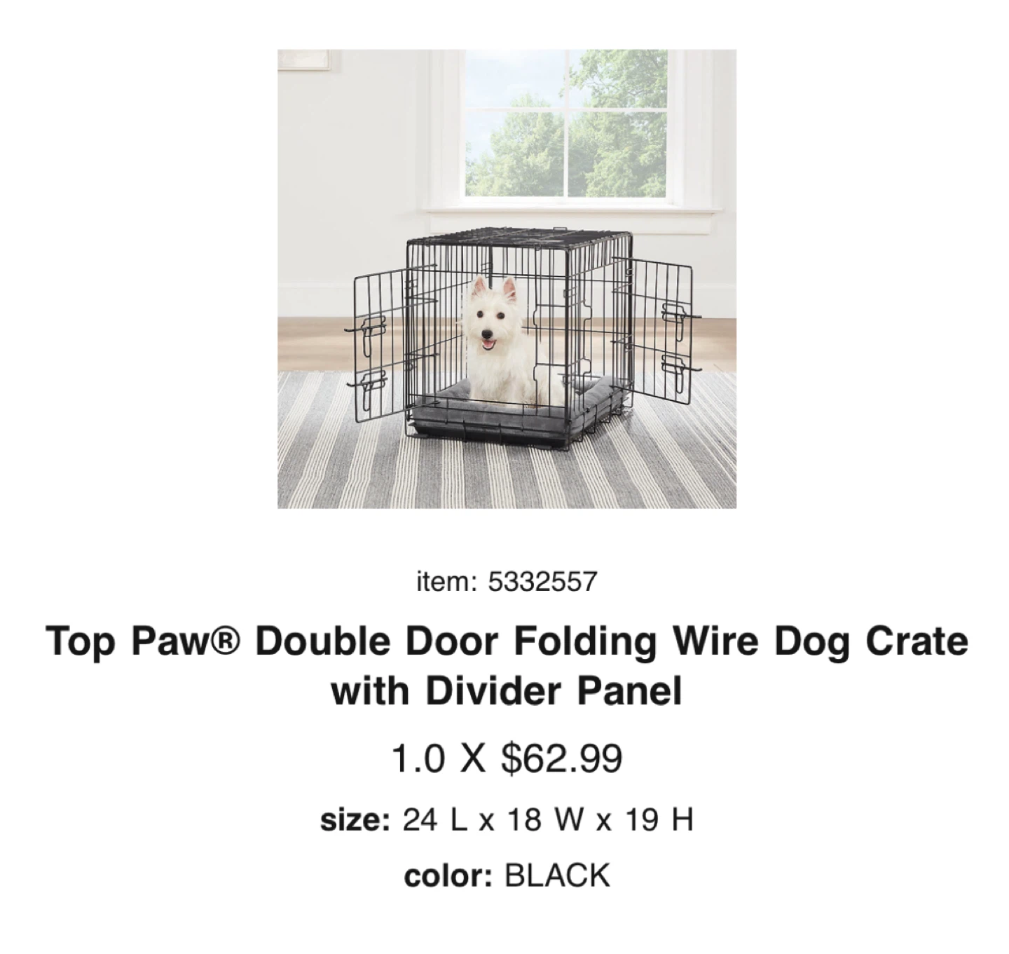 Top Paw Double Door Folding Wire Dog Crate - photo 2