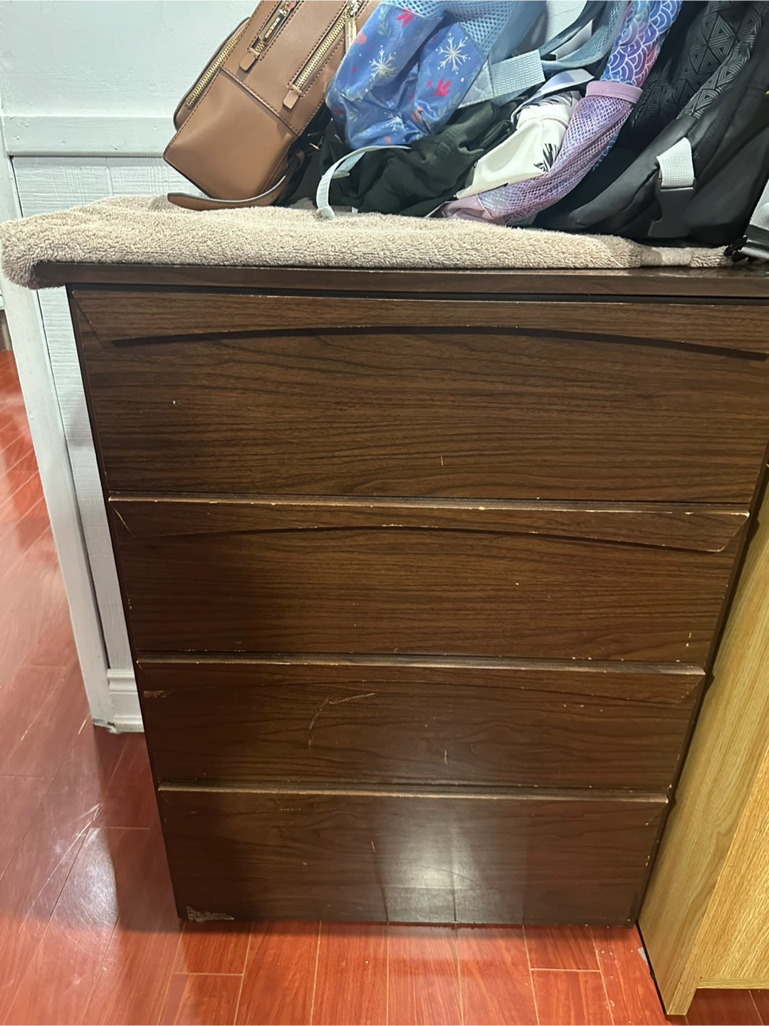 Brown Wood 4-Drawer Dresser
