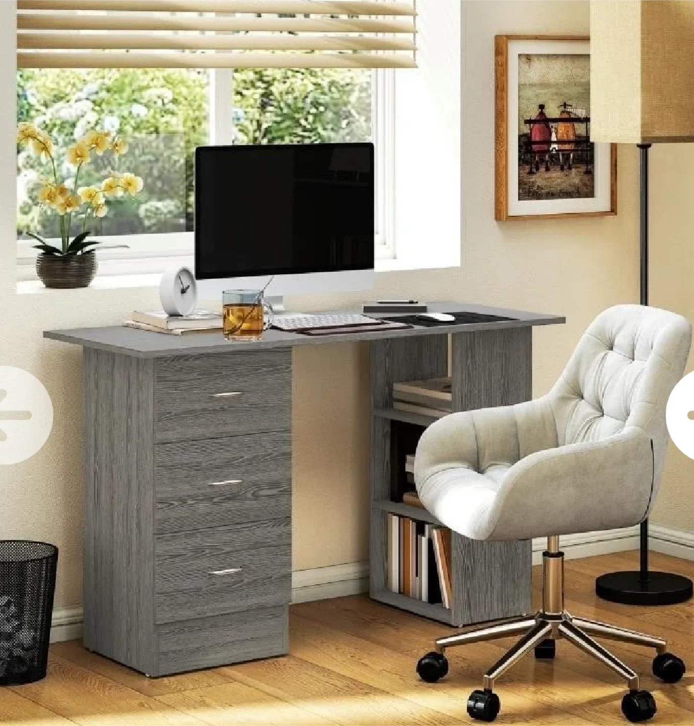 New  Grey Wooden Computer Desk - New in Box! thumbnail