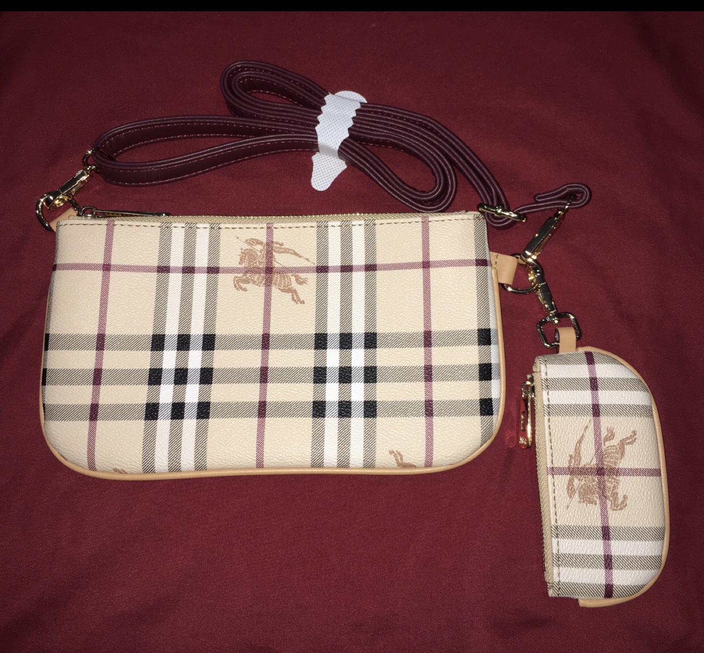 Burberry Plaid Wristlet with Coin Purse