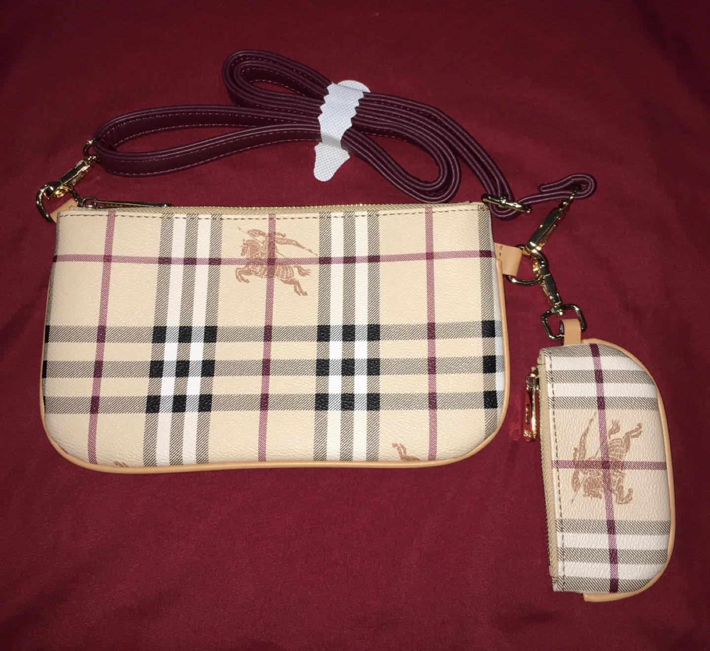 Burberry Plaid Wristlet with Coin Purse image indicator(3)