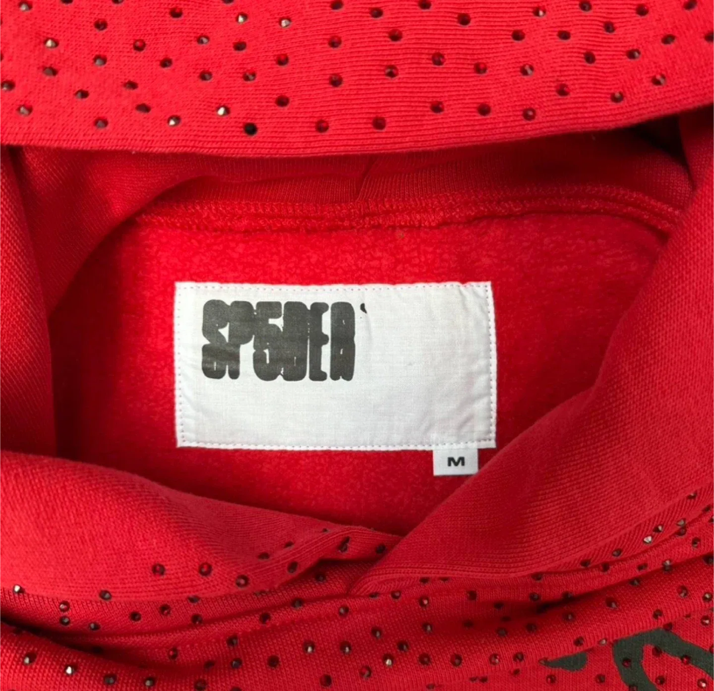 Sp5der Red VVS Rhinestone Hoodie - All Sizes image indicator(3)