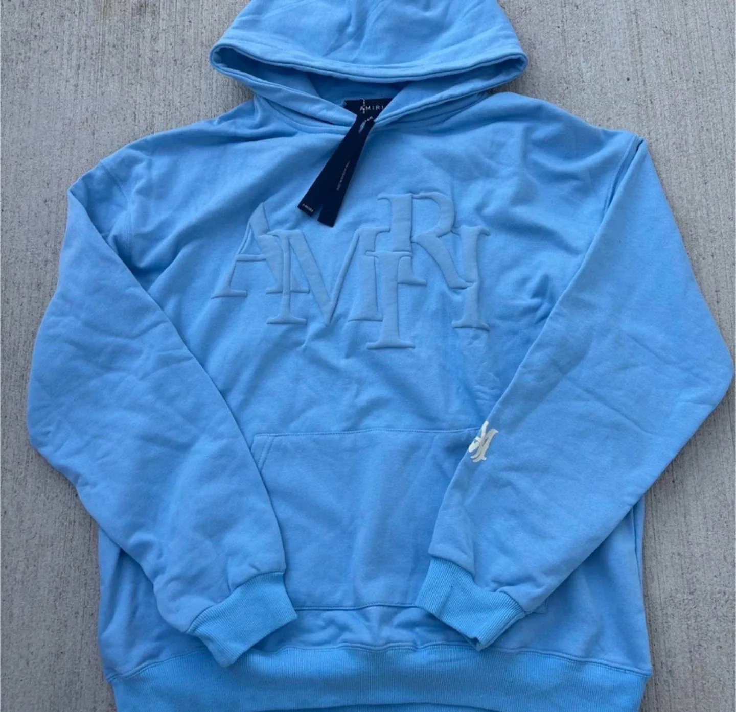 Amiri Blue Staggered Logo Hoodie Men’s - All Sizes thumbnail