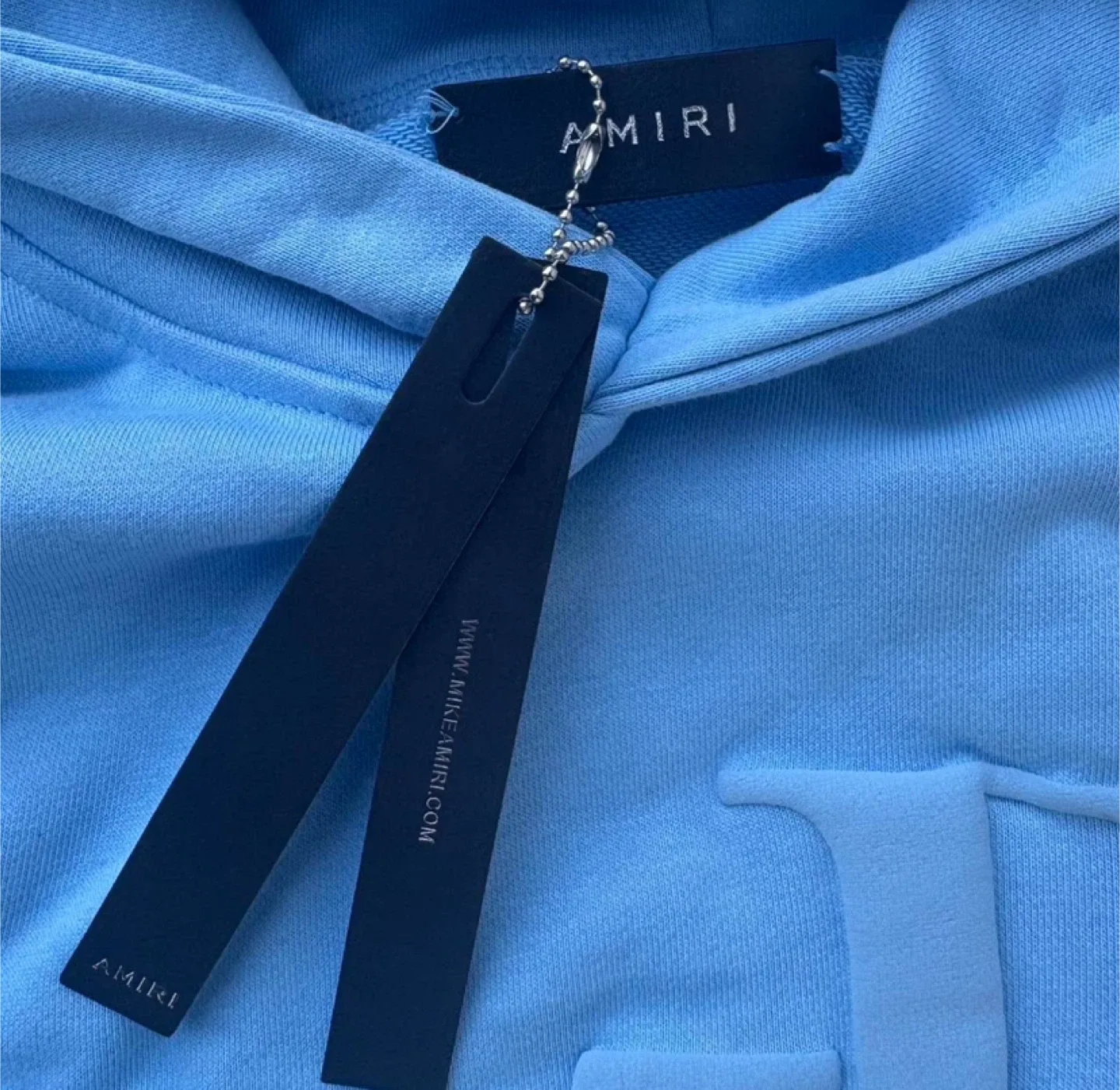 Amiri Blue Staggered Logo Hoodie Men’s - All Sizes image indicator(2)