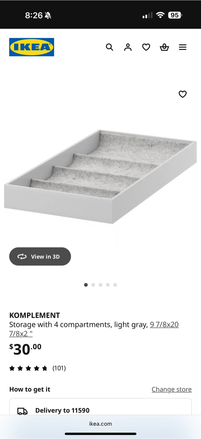 IKEA KOMPLEMENT Drawer Insert, Light Gray - photo 4