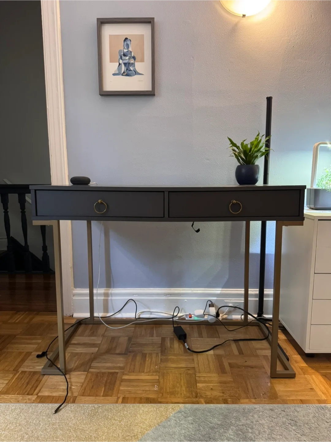 Modern Grey Desk with Gold Legs thumbnail