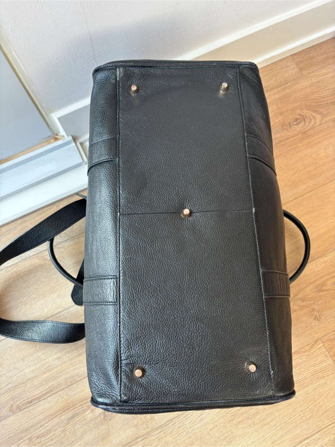 Genuine Leather Travel Duffel Bag - Black, excellent condition - photo 5